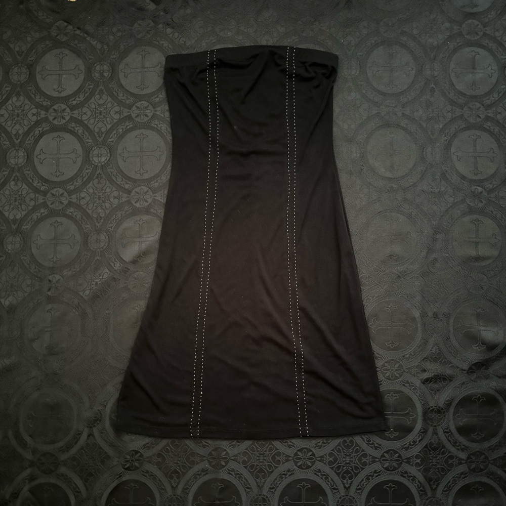 vintage charlotte russe strapless white stitching dress